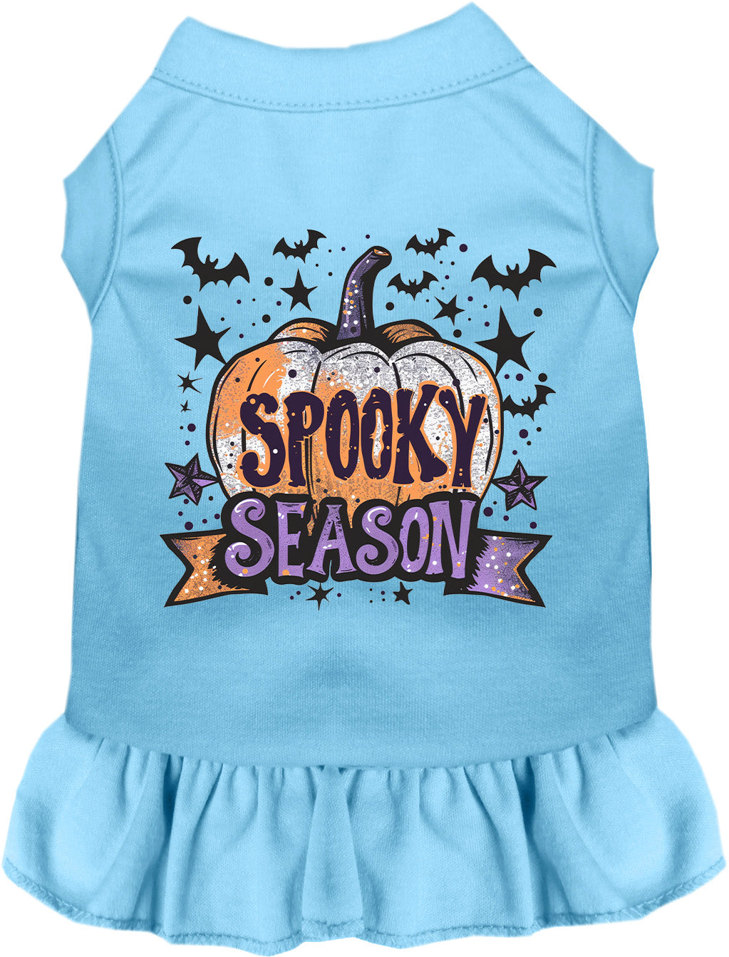 Blue Batty Spooky Season Pet Dress with pumpkin design