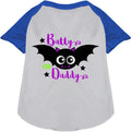 Gray Batty for Daddy pet raglan shirt with blue sleeves