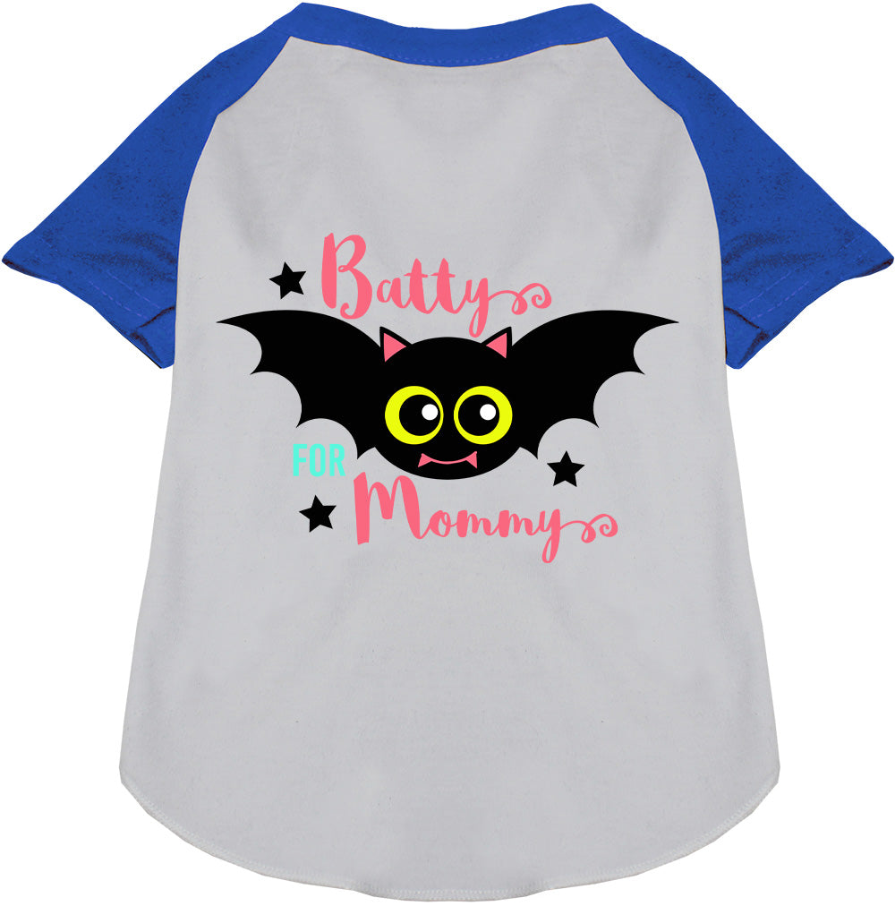 Blue Batty for Mommy pet raglan shirt