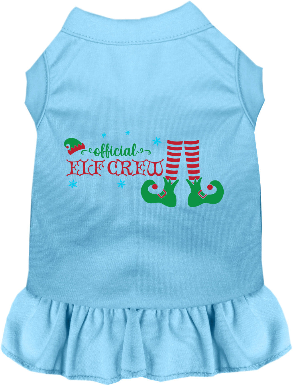 Blue Elf Crew Pet Dress with ruffled skirt