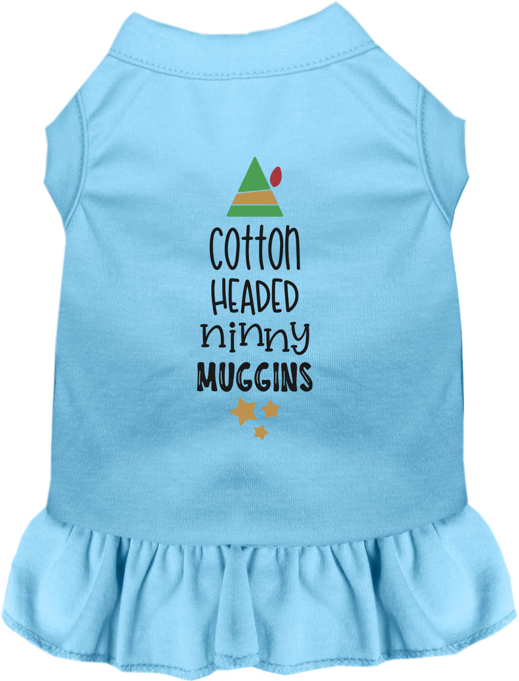 Blue Cotton Headed Ninny Muggins pet dress with ruffle skirt