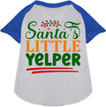 Blue Santa's Little Yelper pet raglan shirt
