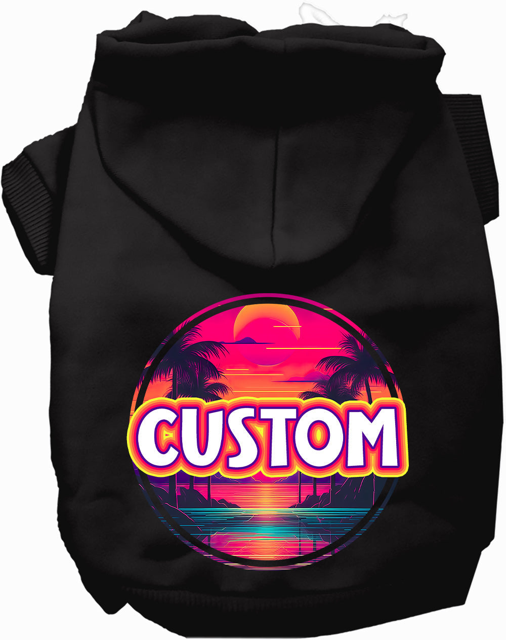 Custom Neon Beach Sunset Pet Hoodie