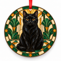 Bombay Black porcelain Christmas ornament with red ribbon — ORN-10281