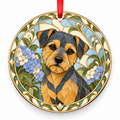 Border Terrier Blue and Tan porcelain Christmas ornament with red ribbon — ORN-10289