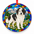 Bosnian and Herzegovinian - Croatian Shepherd Dog (Tornjak) Black and White porcelain Christmas ornament with red ribbon — ORN-10298