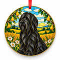 Briard Black porcelain Christmas ornament with red ribbon — ORN-10332