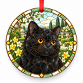 British Shorthair Black porcelain Christmas ornament with red ribbon — ORN-10341