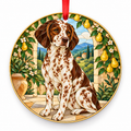 Brittany Liver Roan porcelain Christmas ornament with red ribbon — ORN-10354