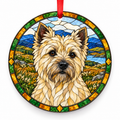 Cairn Terrier Cream porcelain Christmas ornament with red ribbon — ORN-10381