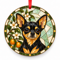 Chihuahua Black and Tan porcelain Christmas ornament with red ribbon — ORN-10434