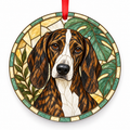 Colombian Fino Hound Brindle and White porcelain Christmas ornament with red ribbon — ORN-10467