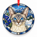 Colorpoint Shorthair Blue Lynx Point porcelain Christmas ornament with red ribbon — ORN-10477