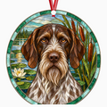 Deutsch Stichelhaar Light Roan porcelain Christmas ornament with red ribbon — ORN-10536