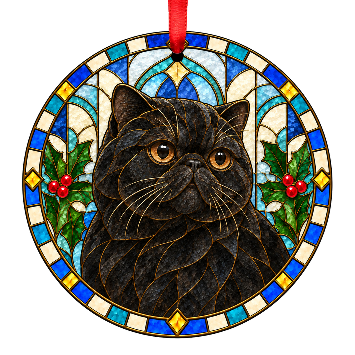 Exotic Black stained glass style Christmas ornament