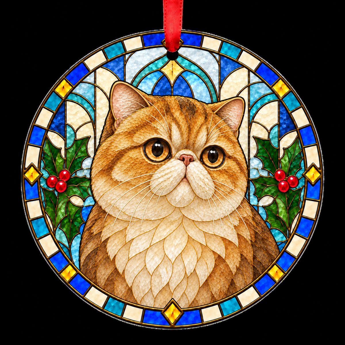 Exotic Shaded Golden stained glass style Christmas ornament