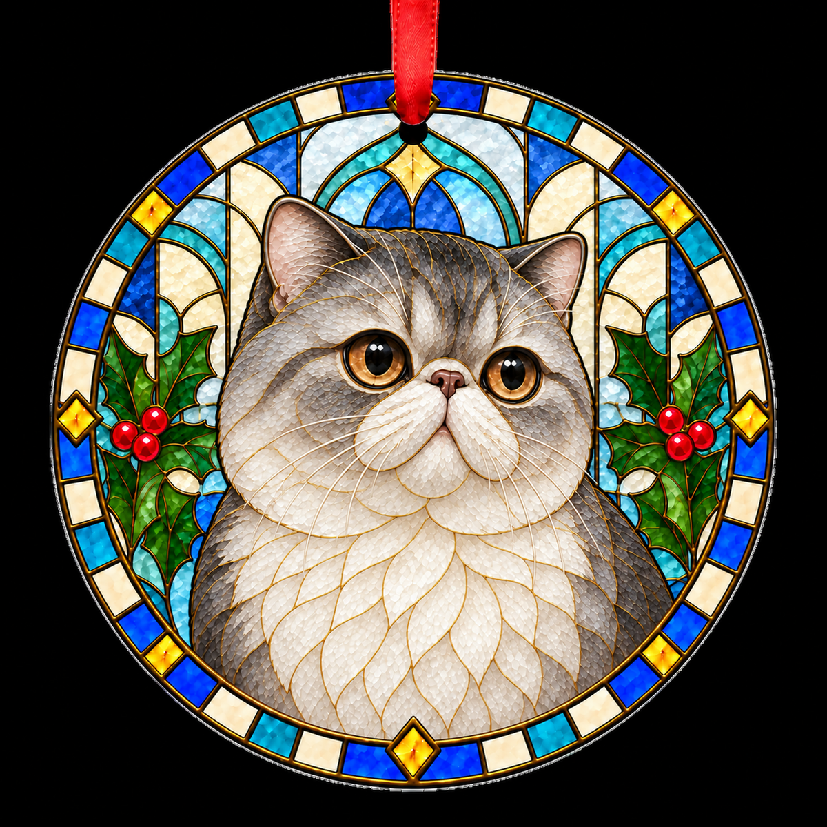 Exotic Shaded and Silver stained glass style Christmas ornament