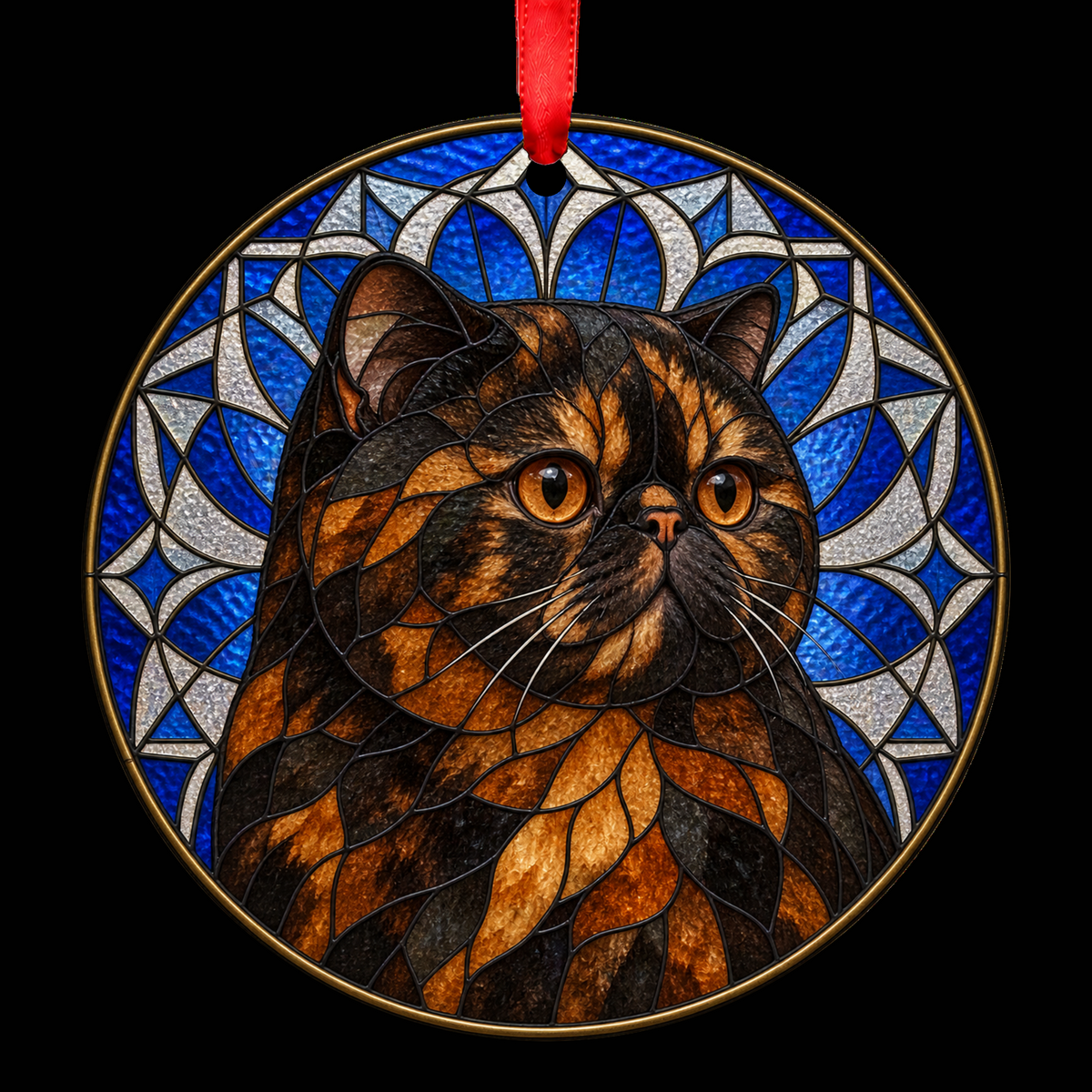 Exotic Tortoiseshell stained glass style Christmas ornament