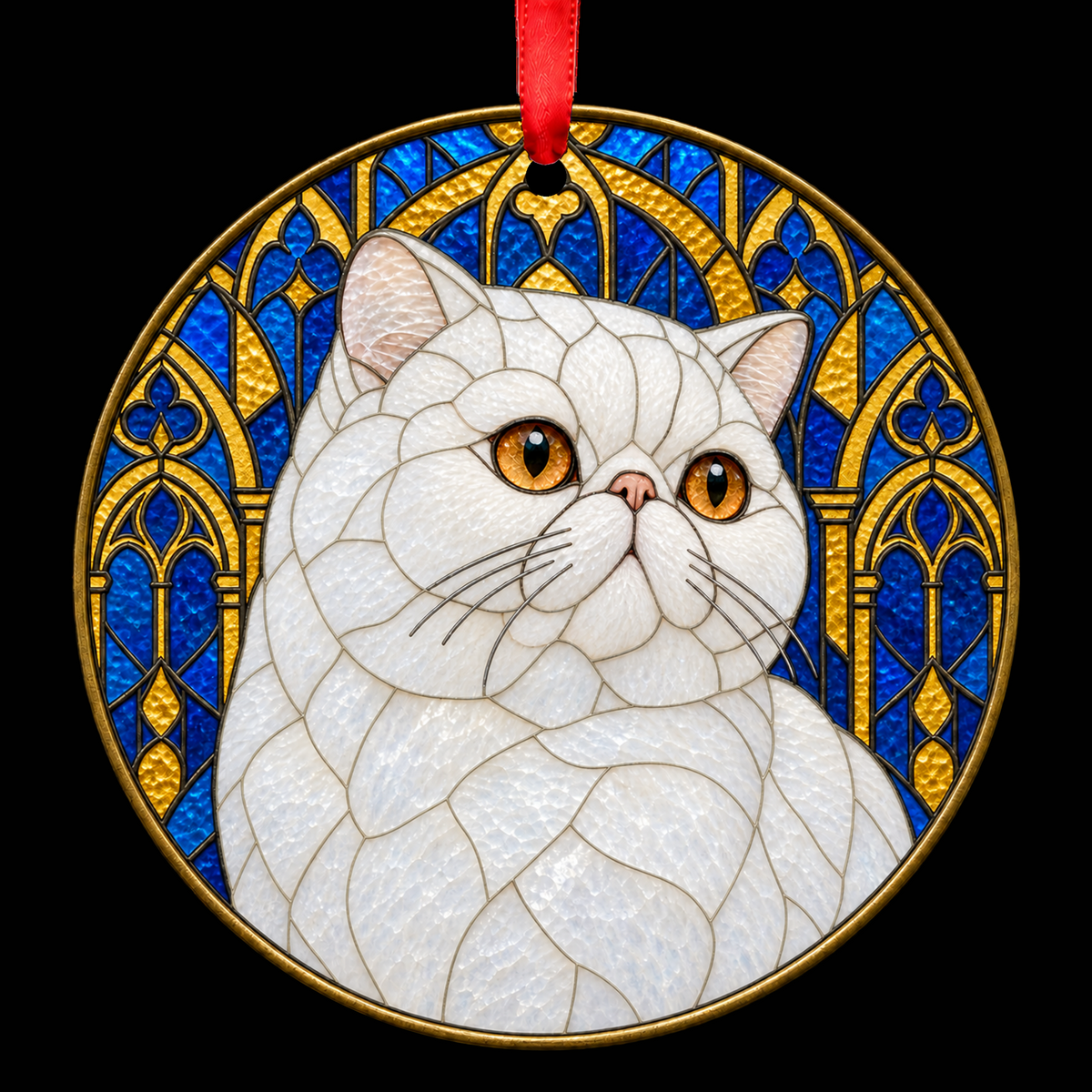 Exotic White stained glass style Christmas ornament