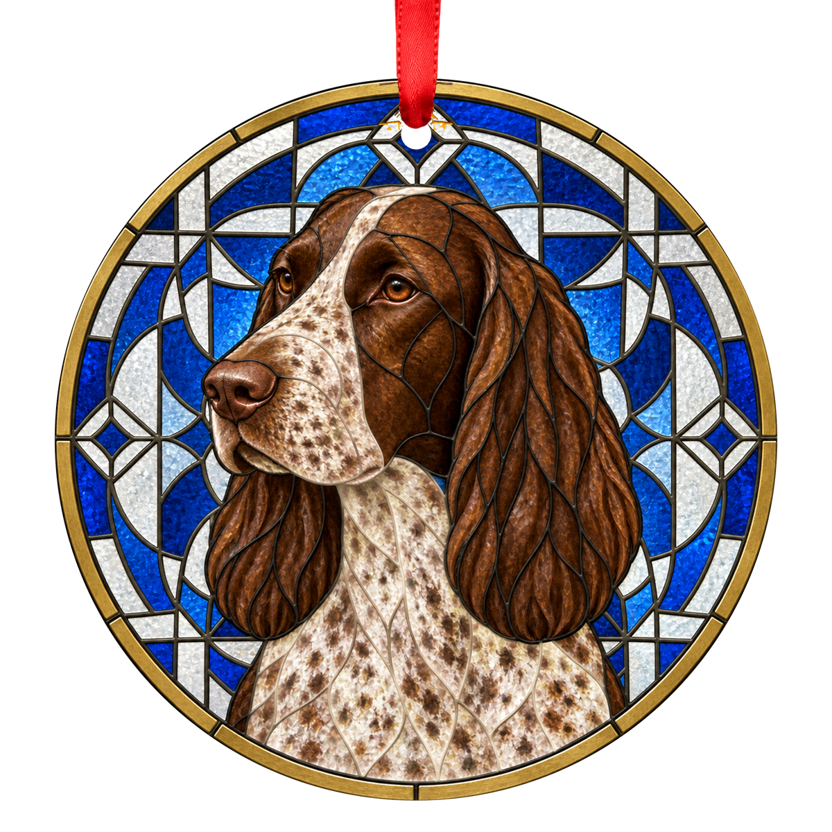Field Spaniel Liver Roan stained glass style Christmas ornament