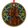 French Pointing Dog - Gascogne Type Brown stained glass Christmas ornament