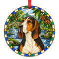 French Tricolour Hound Tricolor stained glass ornament