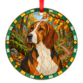 German Hound Tricolor porcelain Christmas ornament with red ribbon — ORN-10774