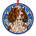 German Spaniel Brown Roan stained glass Christmas ornament