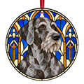 German Wirehaired Pointer Black stained glass style Christmas ornament