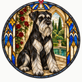 Giant Schnauzer Black and Silver stained glass style Christmas ornament