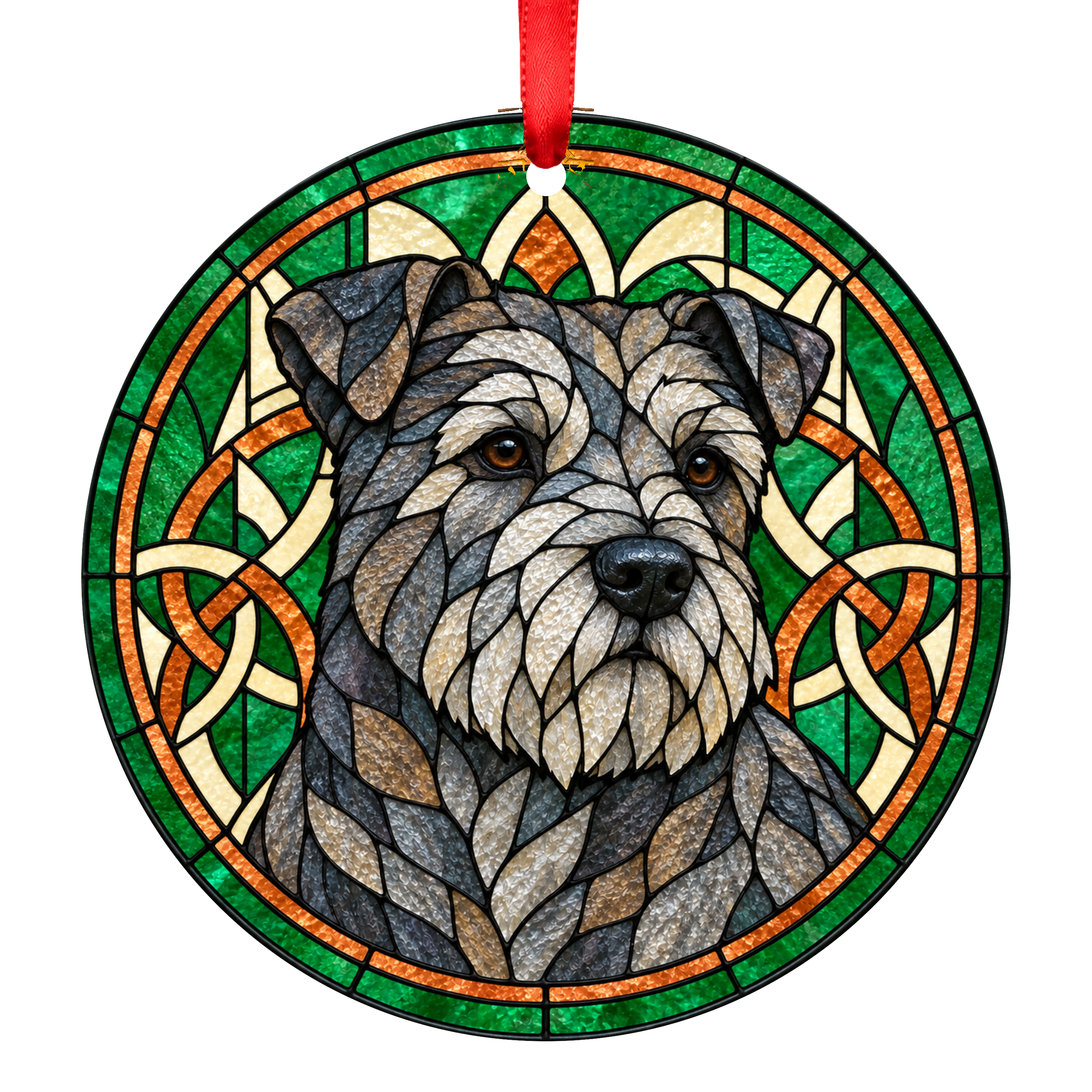 Glen of Imaal Terrier Blue Brindle stained glass style Christmas ornament