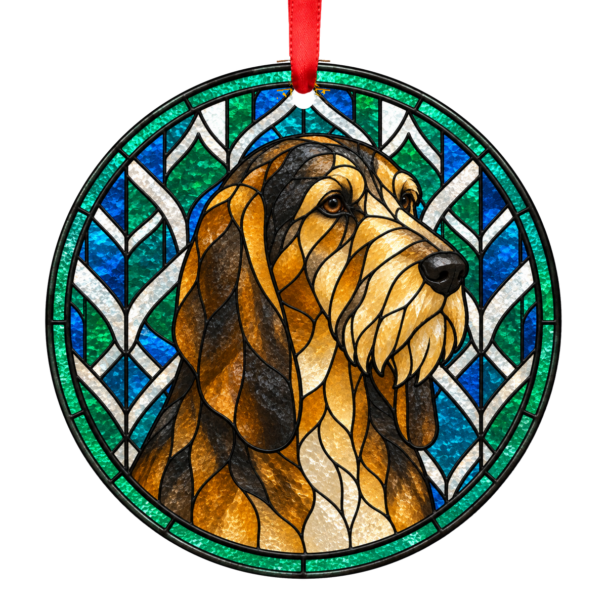 Grand Griffon Vendéen Sable stained glass style Christmas ornament