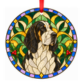 Great Anglo-French White and Black Hound White and Black stained glass style Christmas ornament