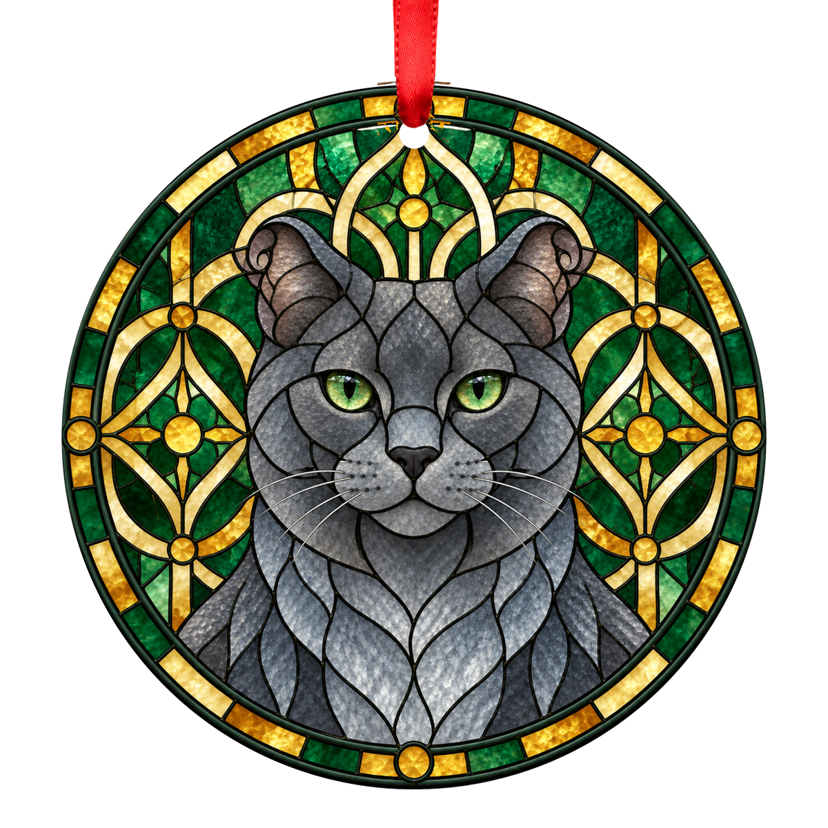 Highlander Blue Smoke Stained Glass Style Christmas Ornament