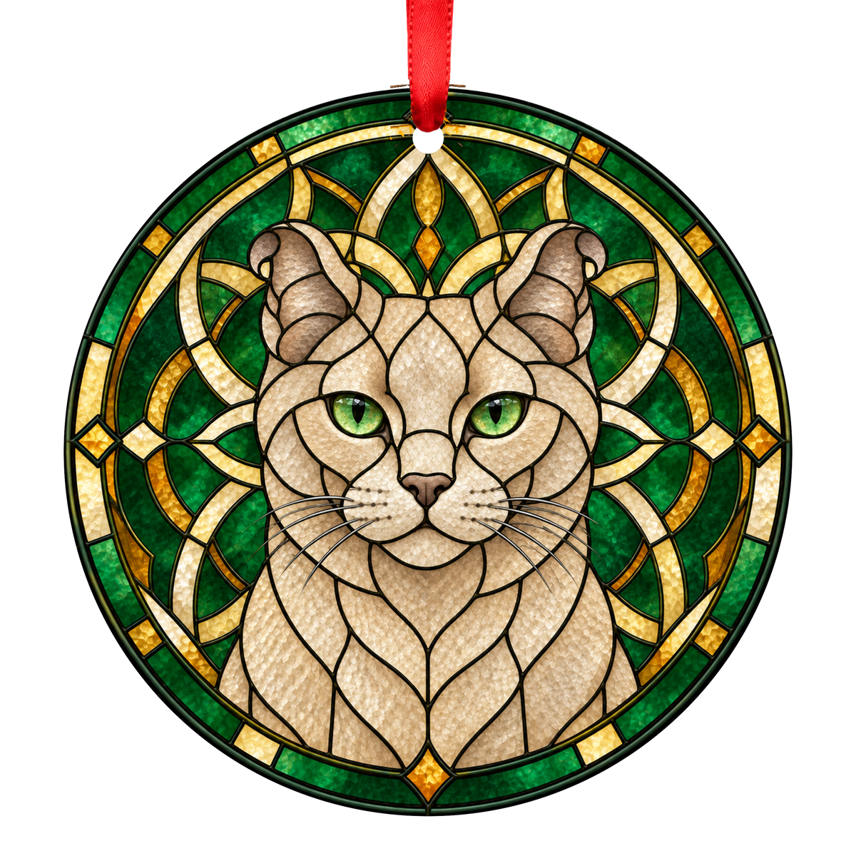 Highlander Fawn Stained Glass Style Christmas Ornament