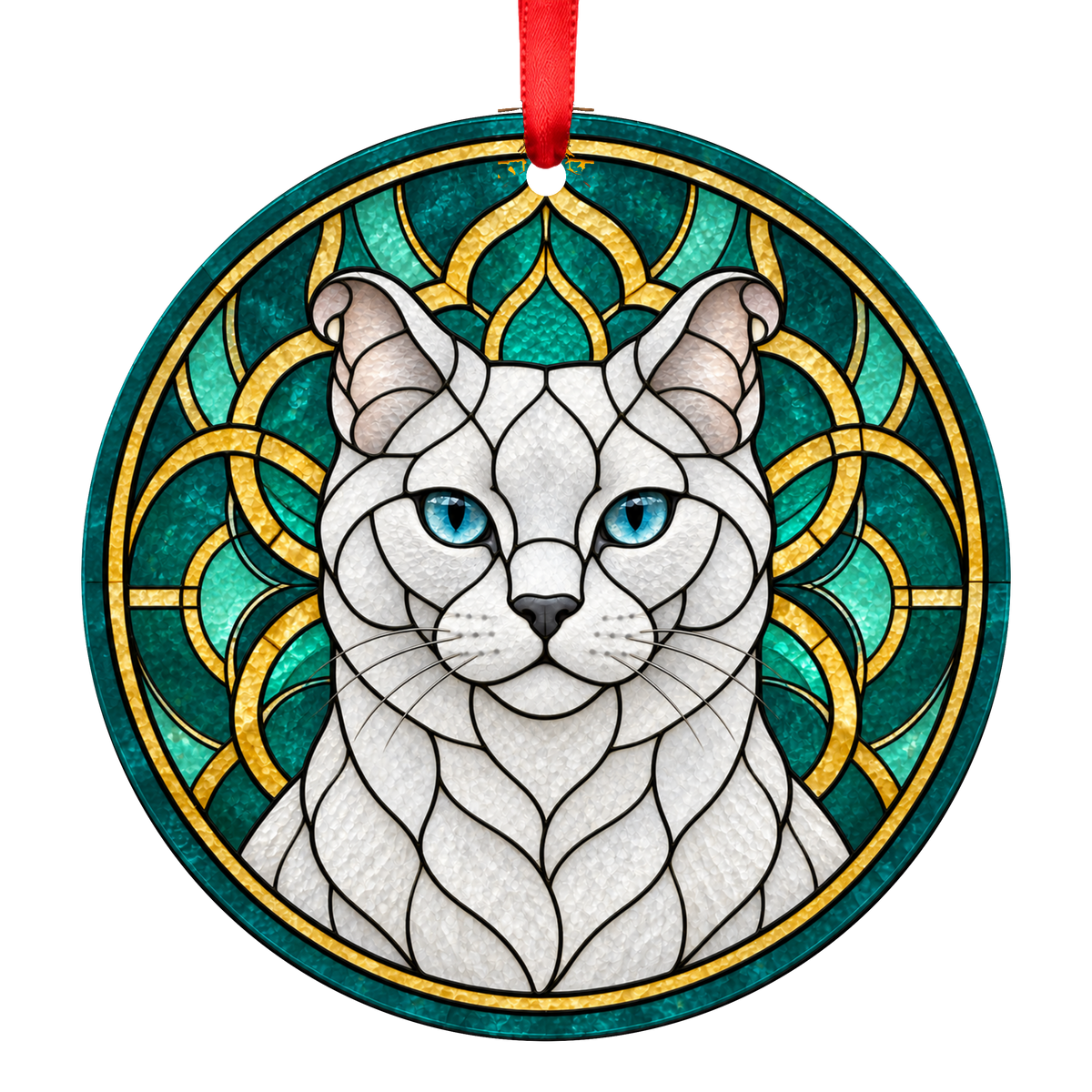 Highlander White Stained Glass Style Christmas Ornament
