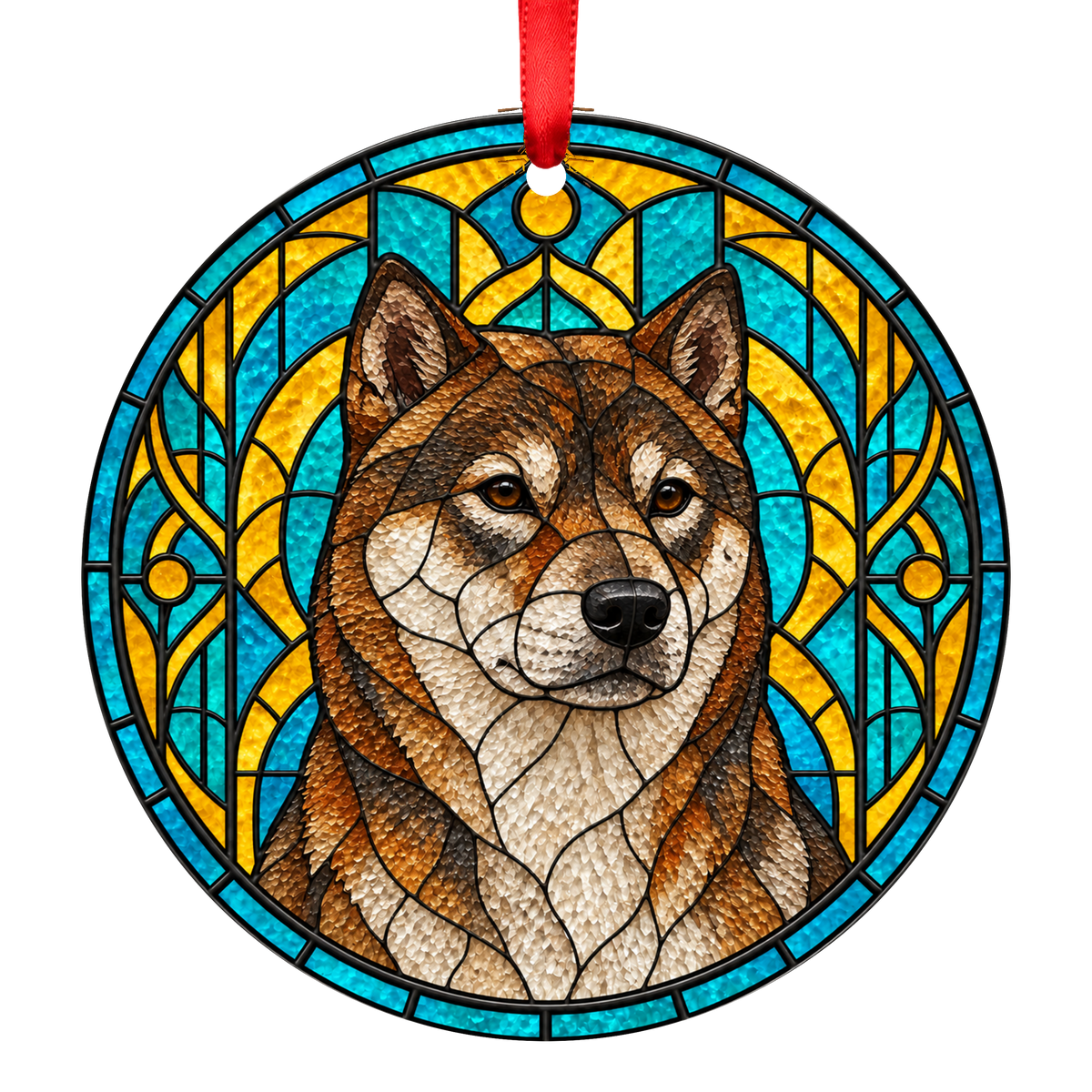 Hokkaido Sesame stained glass style Christmas ornament mockup