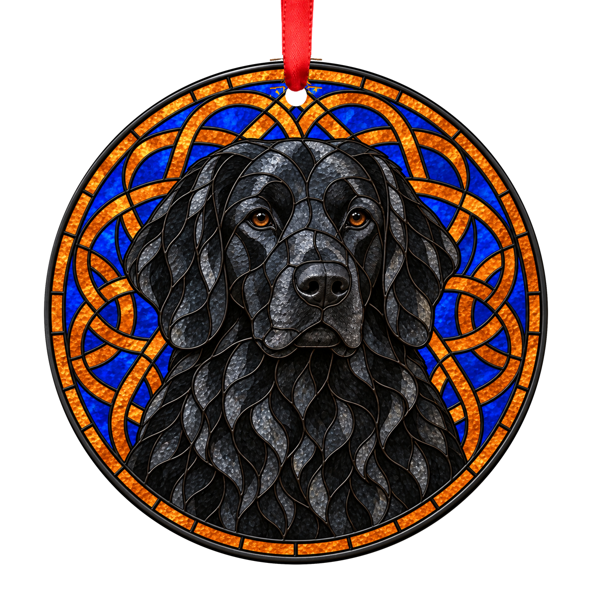 Hovawart Black stained glass style Christmas ornament mockup