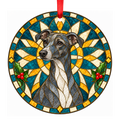 Italian Greyhound Blue and White stained glass style Christmas ornament