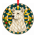 Kishu White stained glass pet Christmas ornament