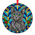 Korat Blue stained glass style Christmas ornament mockup