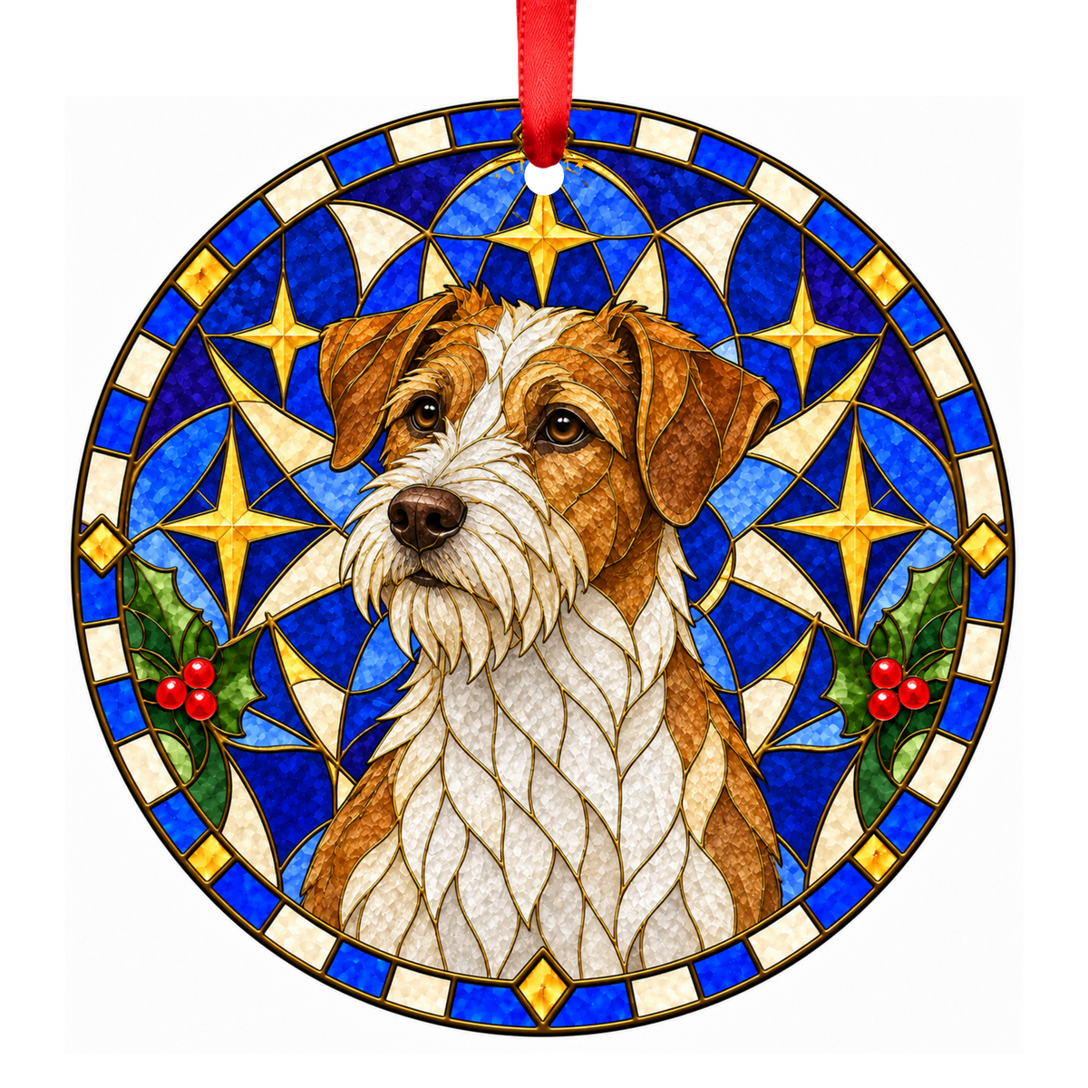 Kromfohrländer Stained Glass Style Christmas Ornaments