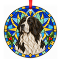 Landseer (European Continental Type) Black and White stained glass pet Christmas ornament
