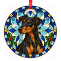 Manchester Terrier Black and Tan stained glass pet Christmas ornament
