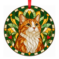 Munchkin Red Tabby and White stained glass pet Christmas ornament