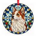 Norrbottenspitz Red and White stained glass pet Christmas ornament