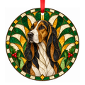 Poitevin Tricolor porcelain Christmas ornament with red ribbon — ORN-11137