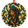 Polish Hunting Dog Black and Tan stained glass ornament