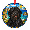 Portuguese Sheepdog Black porcelain Christmas ornament with red ribbon — ORN-11170
