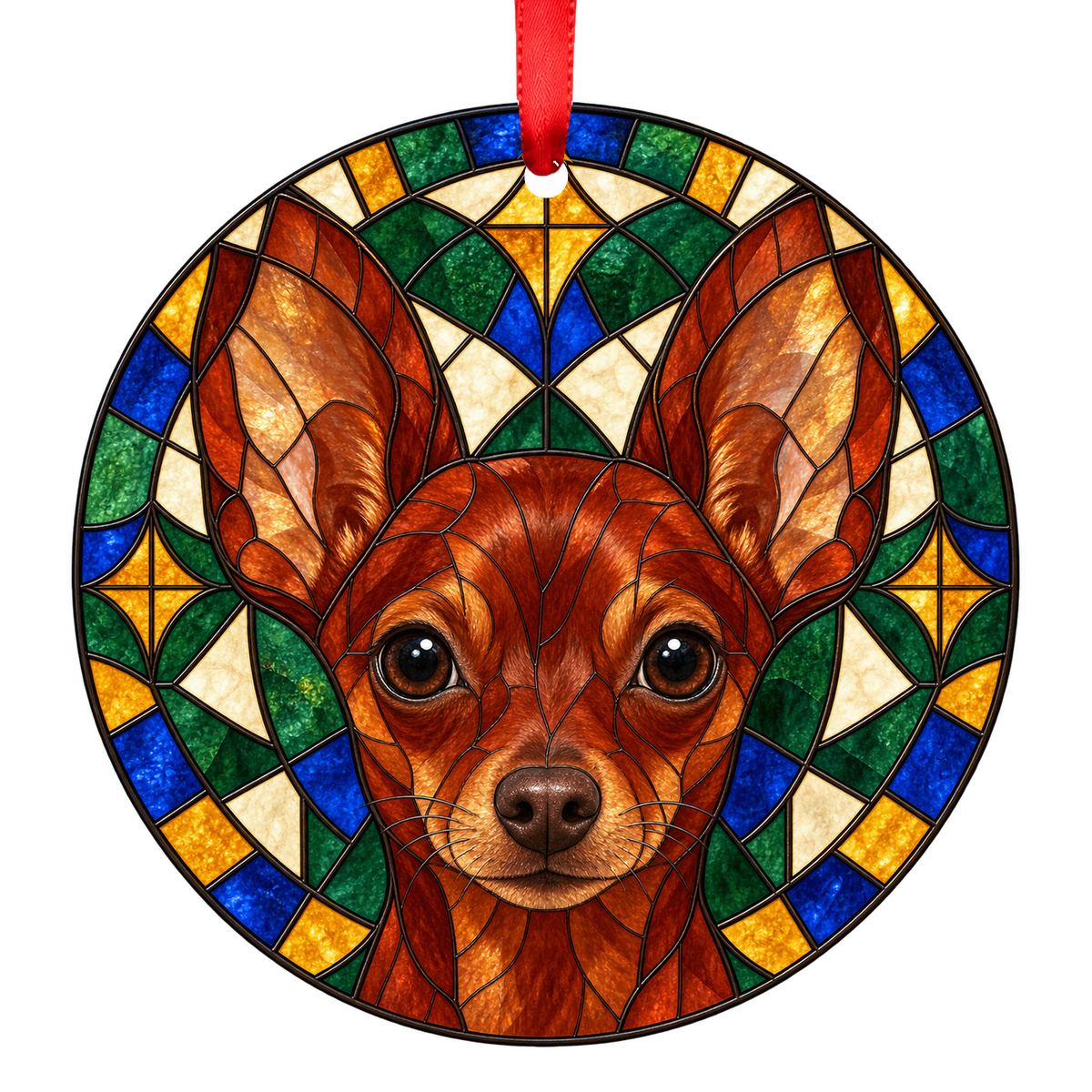 Russian Toy Solid Red stained glass style Christmas ornament